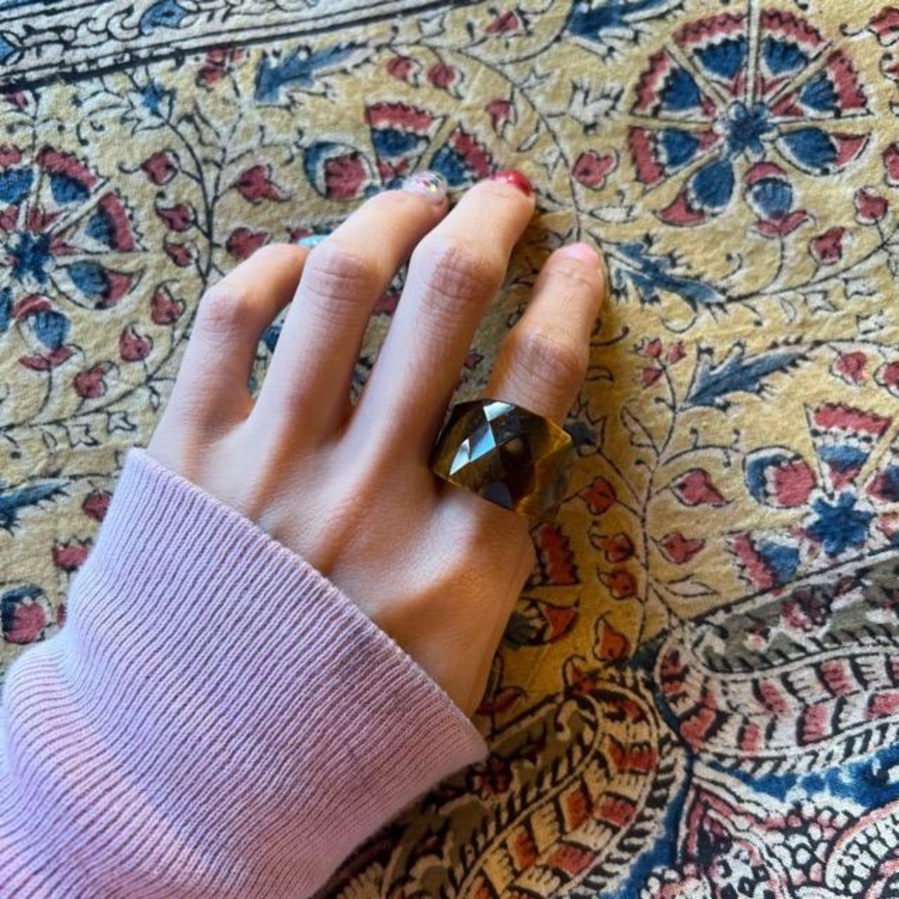 TOPANGA Jewelry 　Large Marble Brown Ring Size 11 Ring　Accessory　Present　Simple　Vintage　Antique