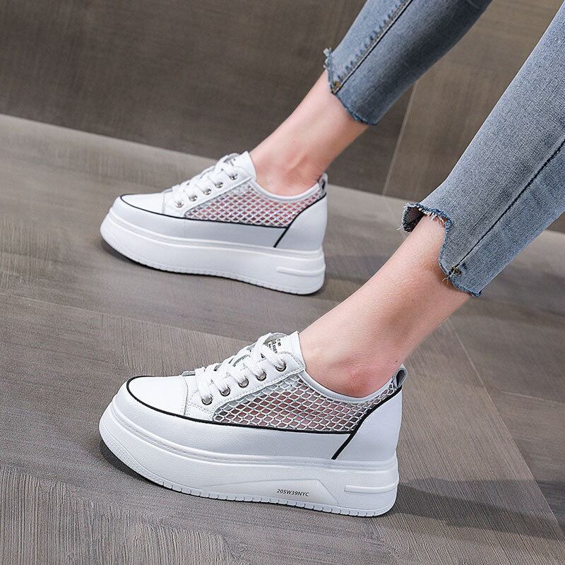 初回送料無料インナーハイトネス厚手のソールホワイトシューズレディース靴