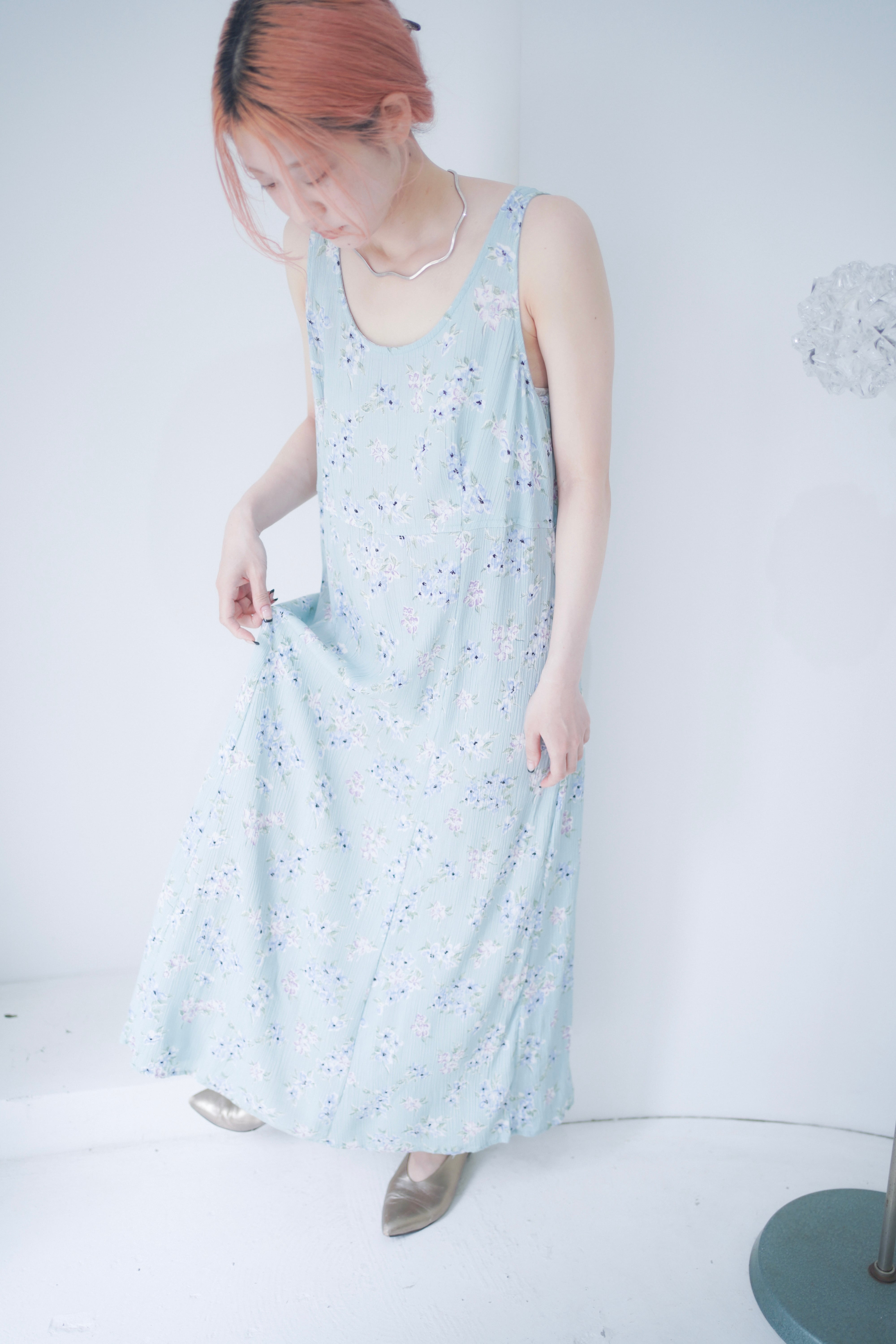 mint blue flower dress