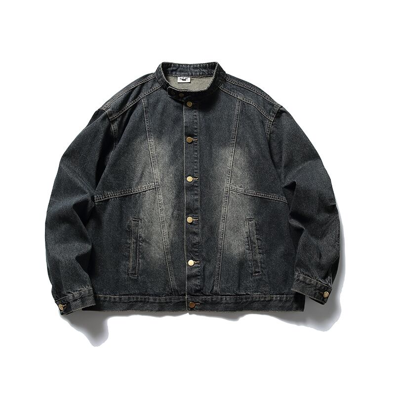 No collar denim jacket 00109