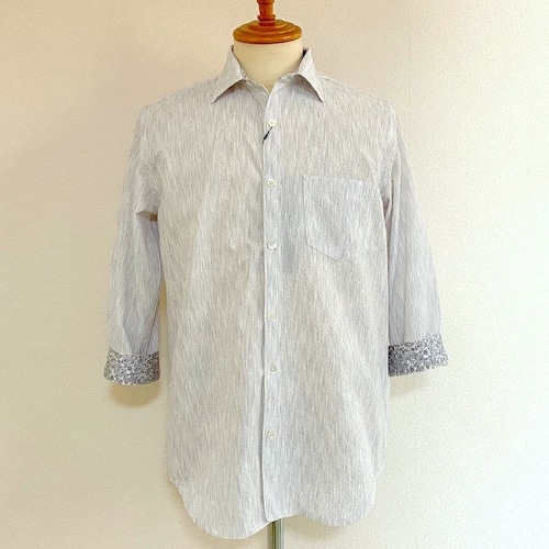 Seersucker Print 7/S Shirts　Light Gray