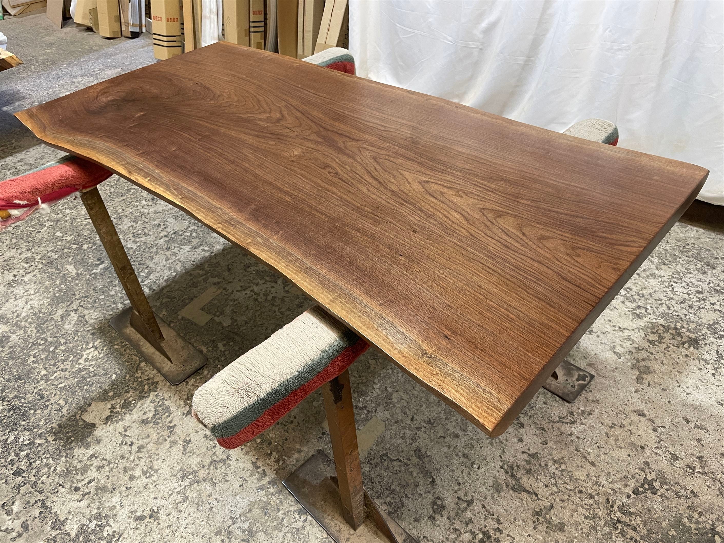 ブラックウォールナット9155 一枚板無垢 乾燥材 1500x700-650x50mm