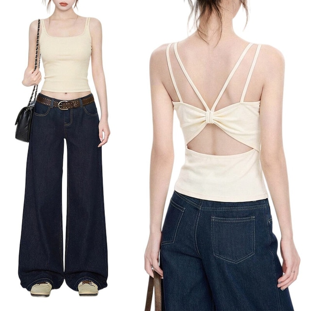 Back ribbon design bra top　M3260
