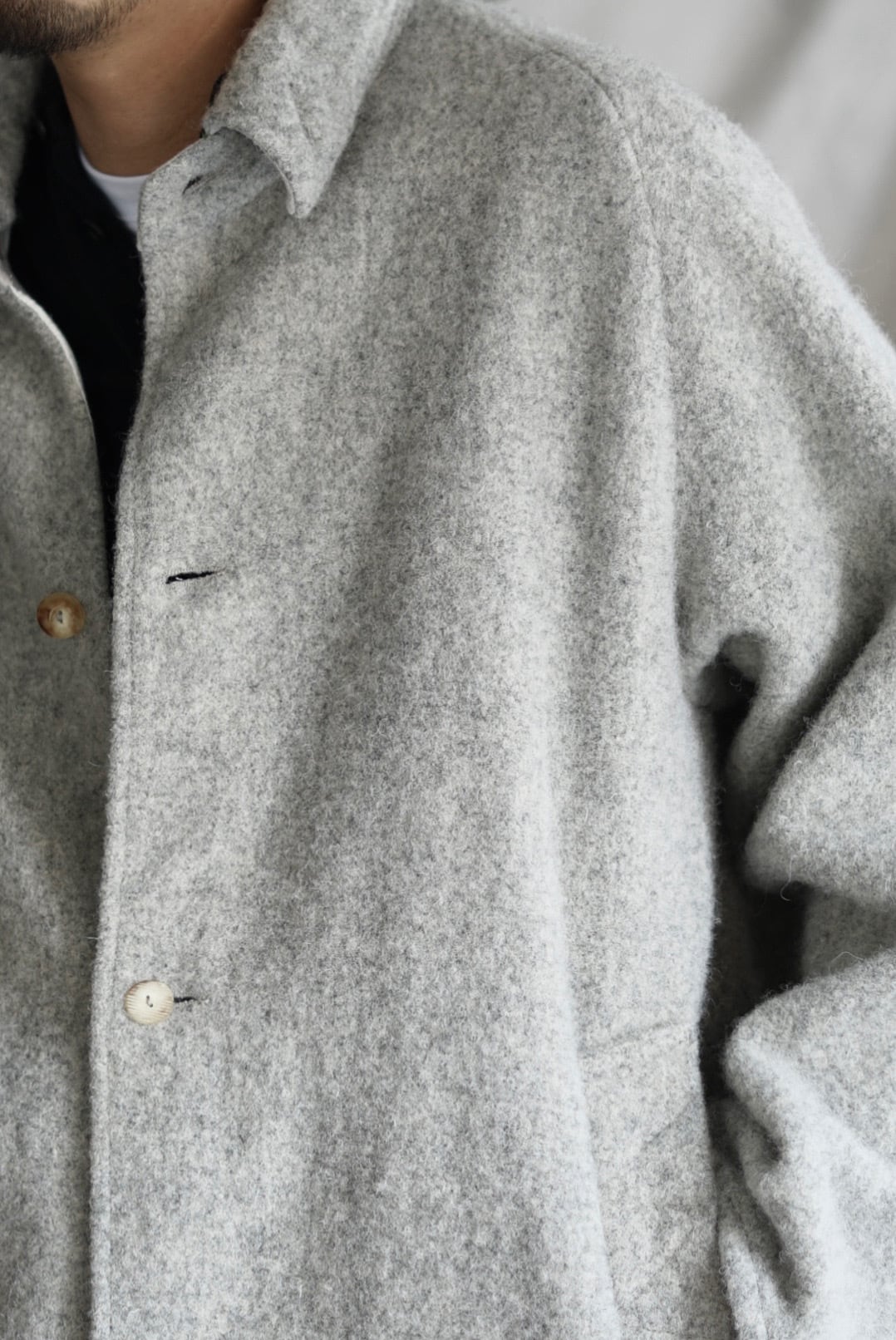 CHEZ VIDALENC - COAT BOBI HARRIS TWEED FELT (MOON) | Brownie