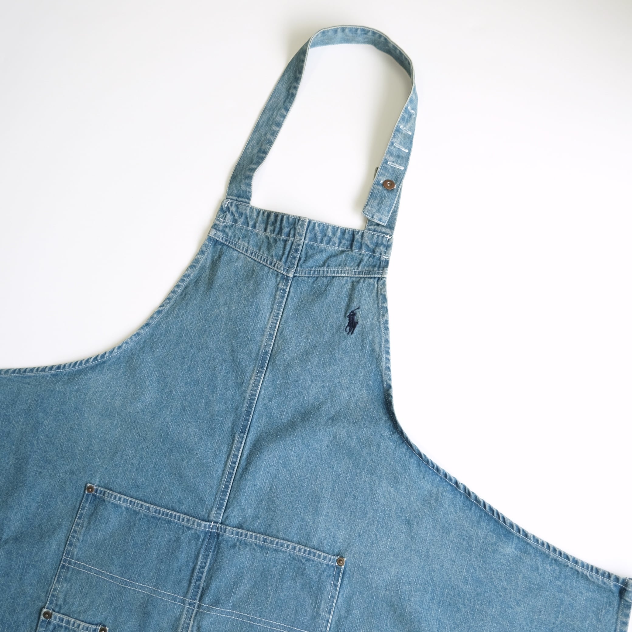 RALPH LAUREN ラルフローレン刺繍ロゴデニムエプロン青