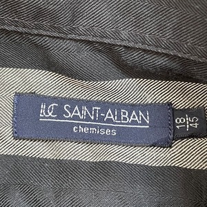 【LUC SAINT ALBAN】ストライプシャツ 長袖シャツ カジュアルシャツ 黒灰 XL相当 ビッグサイズ EU古着 ヨーロッパ古着