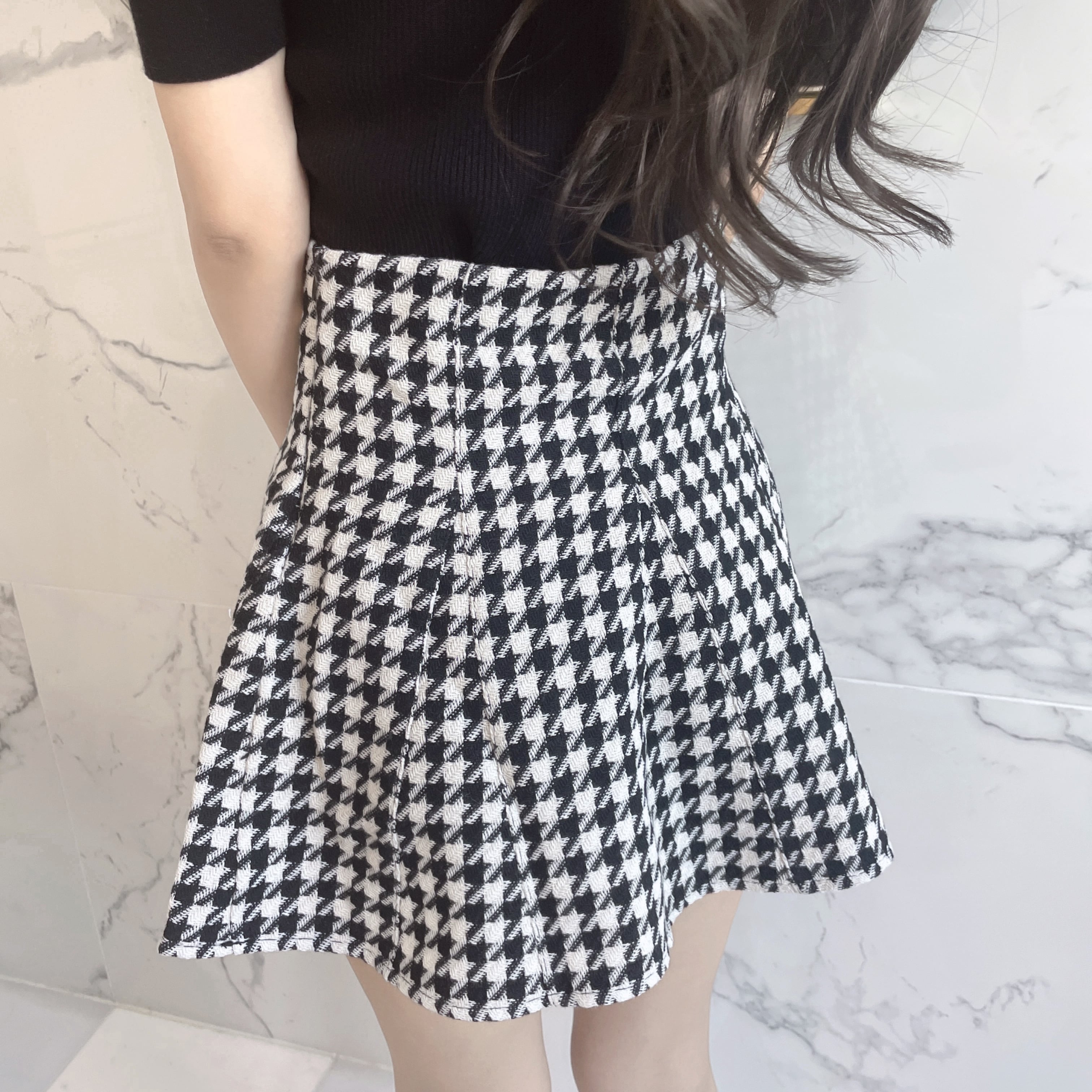 Lumignon original ♥ houndstooth high waist skirt【ブラック】 | selectshop  Lumignon powered by BASE