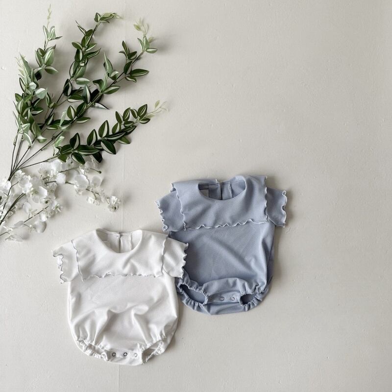 【BABY】夏新作 無地フリルロンパース