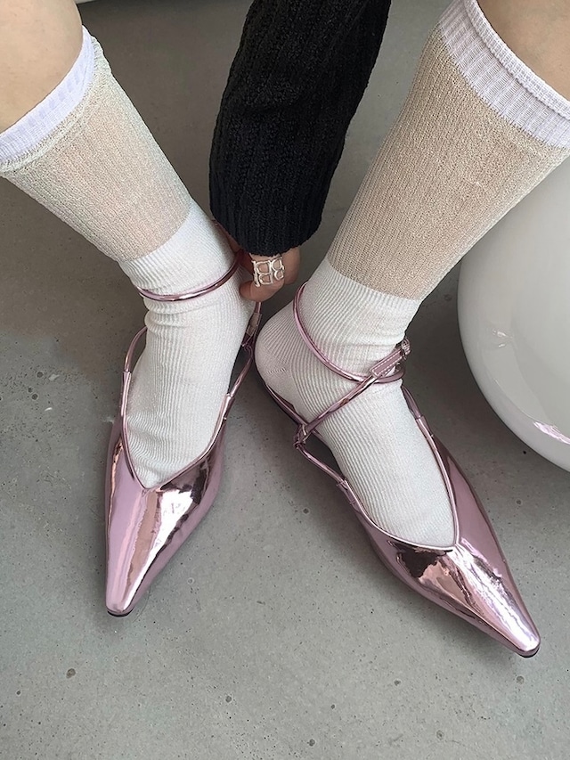 ≪ 3c's ≫ pointed toe strap pumps
