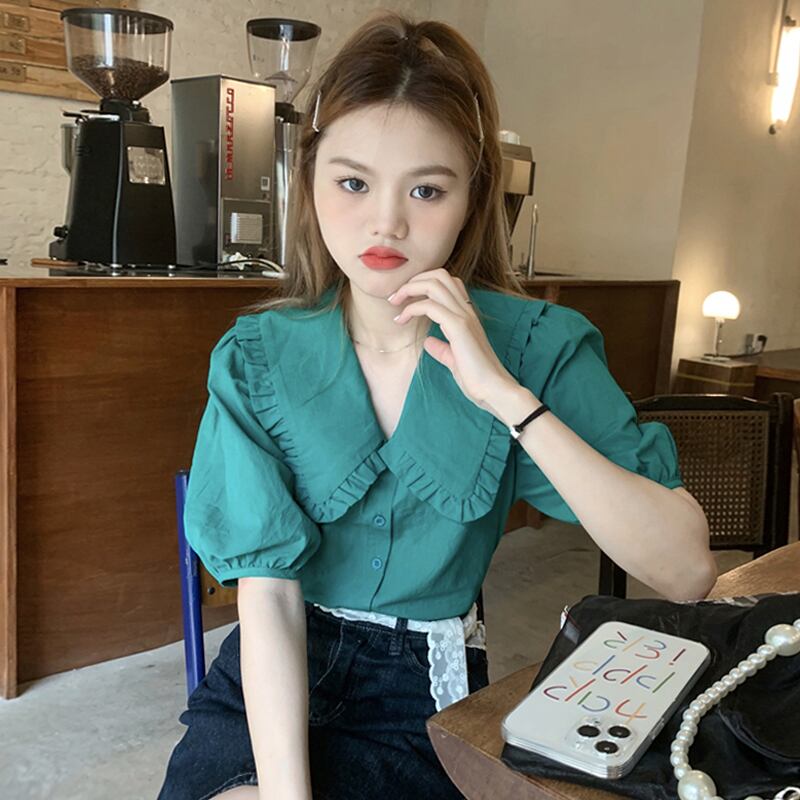 スリーブシャツ サマースタンダードトップス レトロ 夏物 スーパーモール83859600127