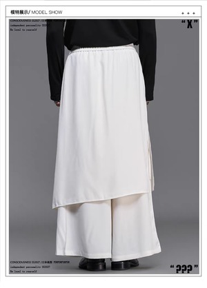RFDRFD 26AW フェイクレイヤード アシンメトリー ドレープ スカートパンツ