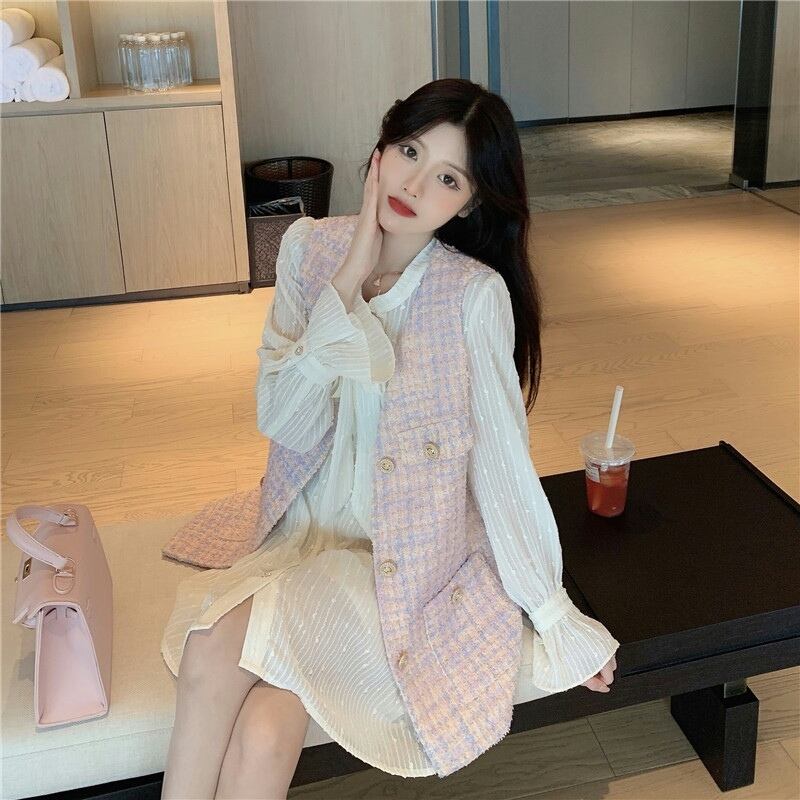 Vネックスプリングオータムスタンダードレッド レトロ 春物 秋物 試着室12430980642