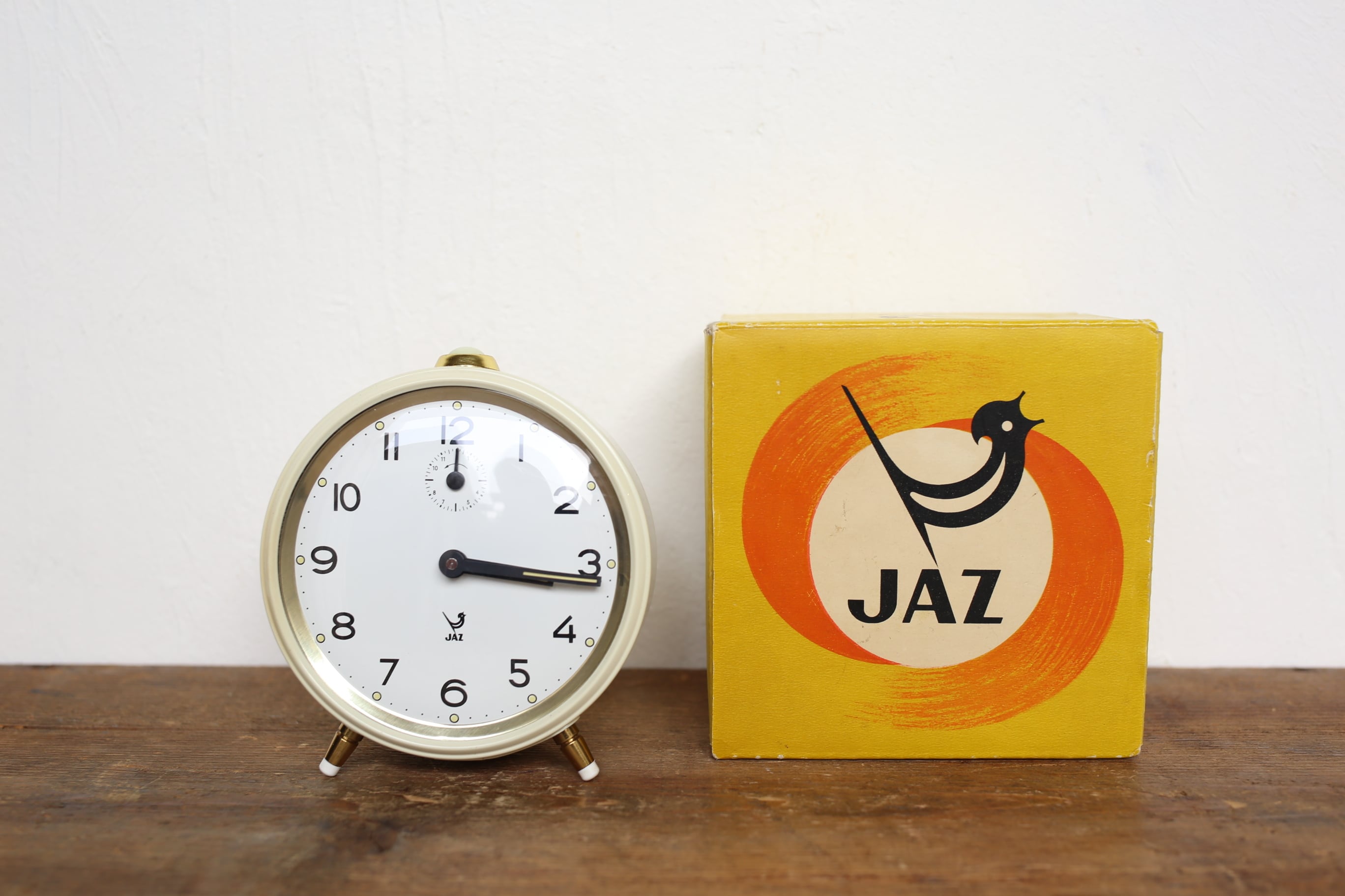 フランス アンティーク ヴィンテージ JAZ 目覚まし時計 アイボリー 箱付き N-00022