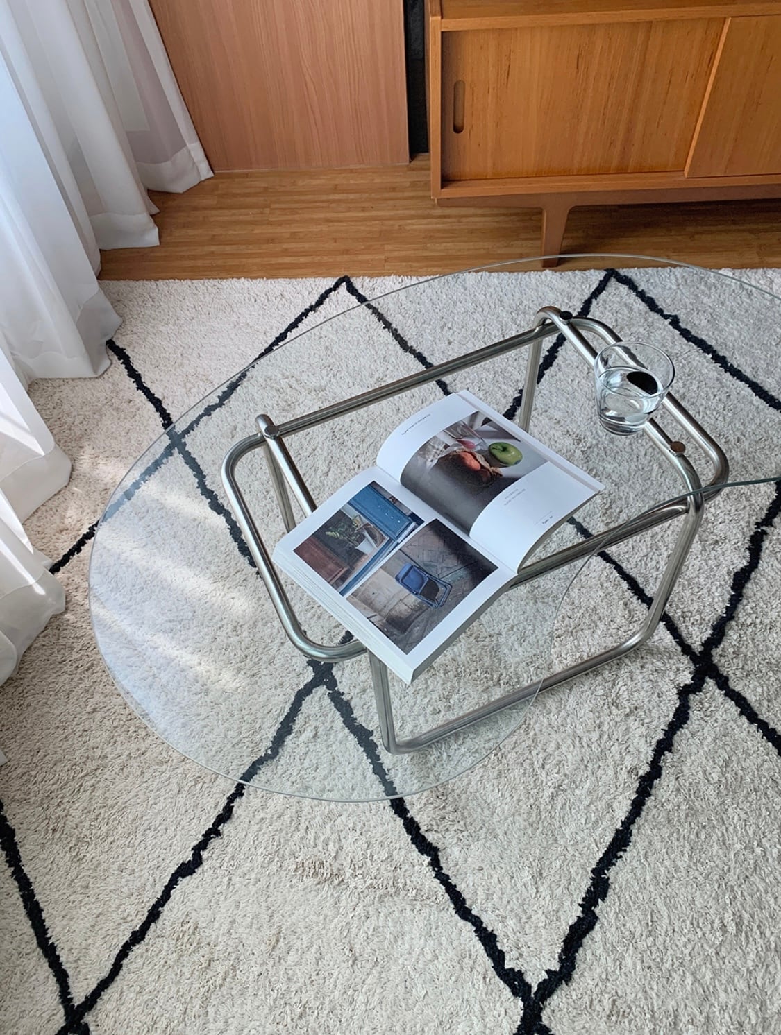 stainless bean table / ステンレス ビーン テーブル ガラス