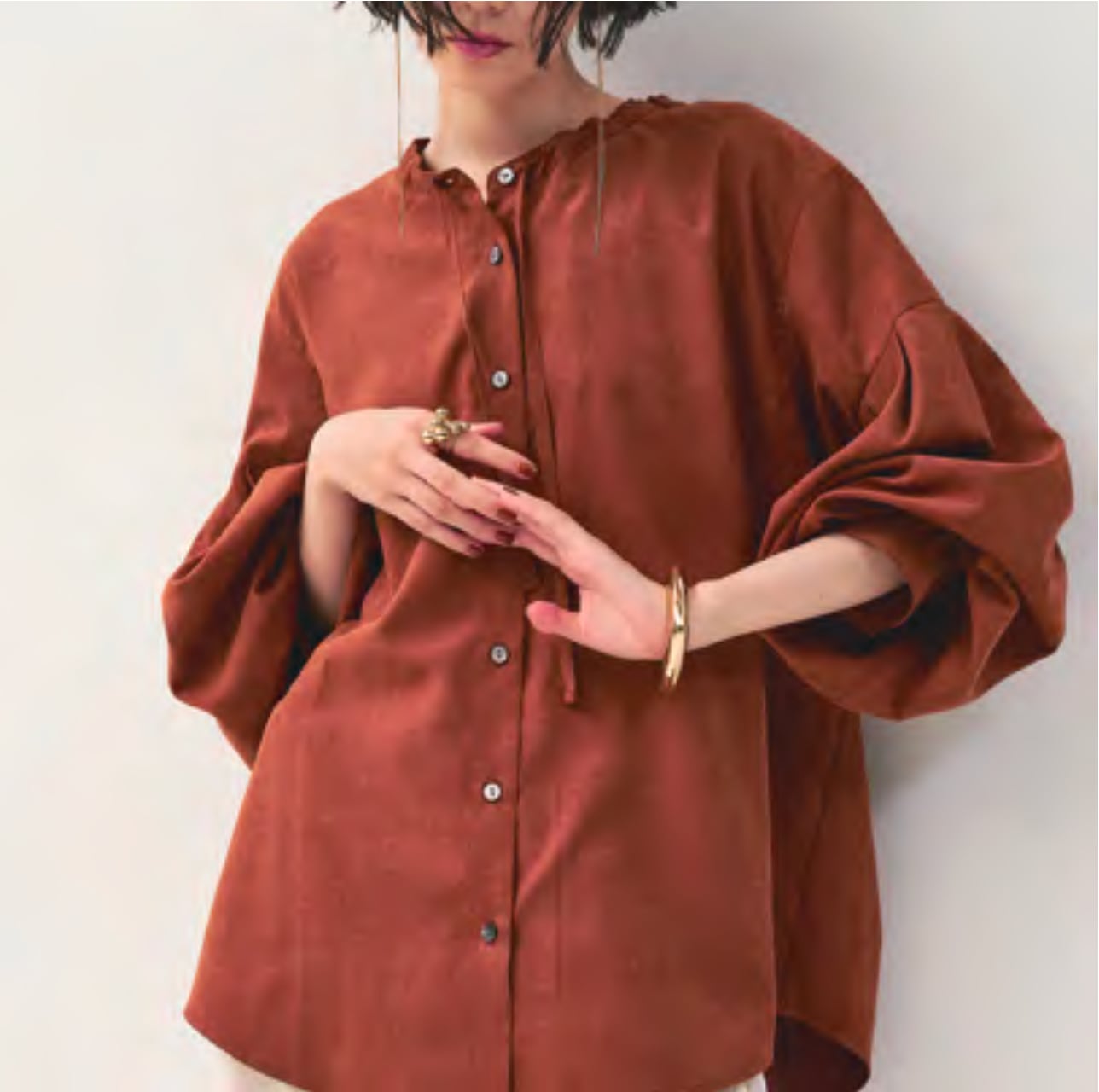 【CHIGNON シニヨン】SUEDE LIKE VOLUME SLEEVE SHIRT スエードライクボリュームスリーブシャツ 1654-004KK (2COLORS)