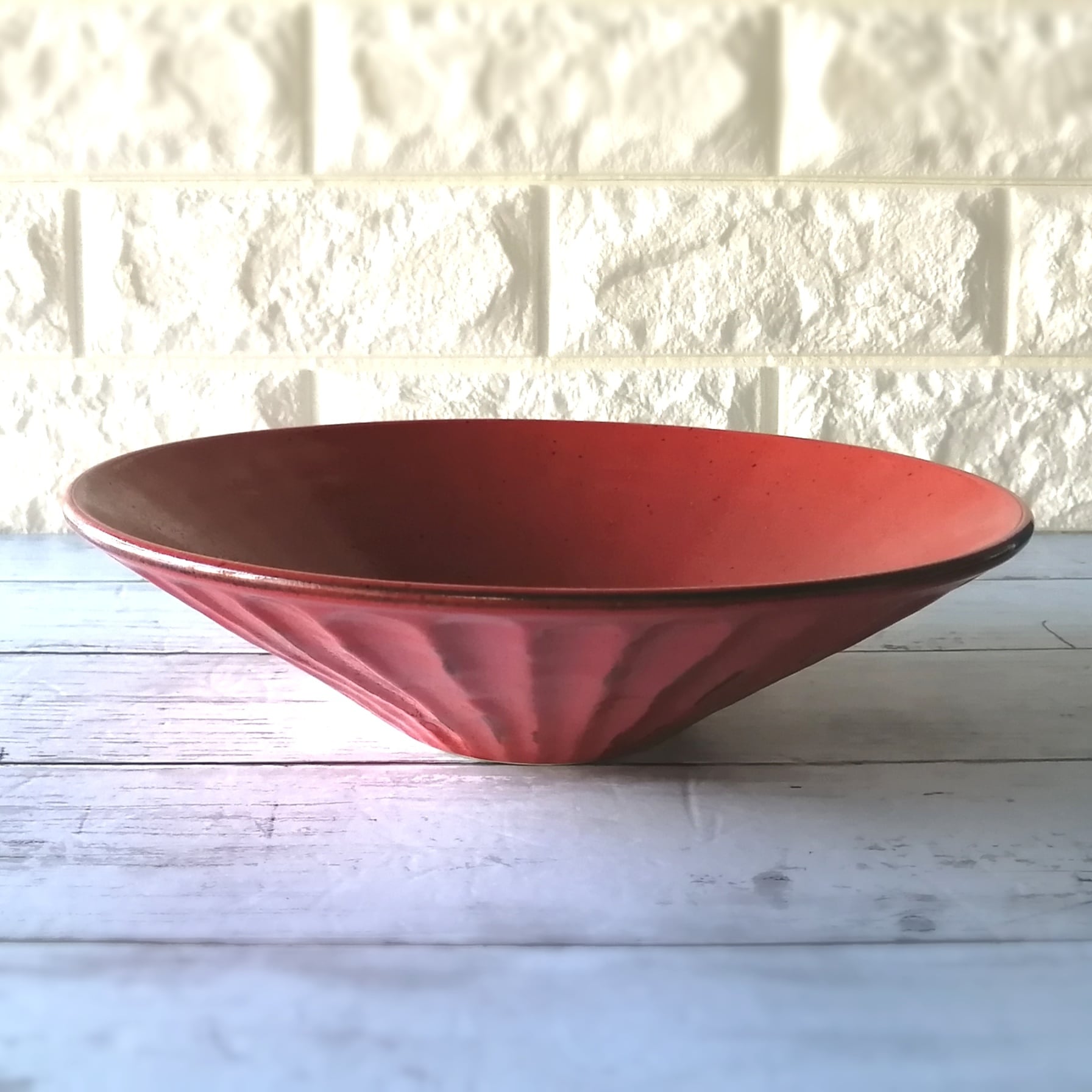 しのぎ浅鉢大』根来（赤）24.5cm 和食器 業務用食器 | 食器のほっこり屋