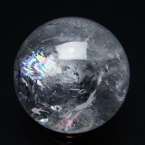 水晶 丸玉 虹入り 56mm スフィア 置物 水晶玉 一点物 151-8774
