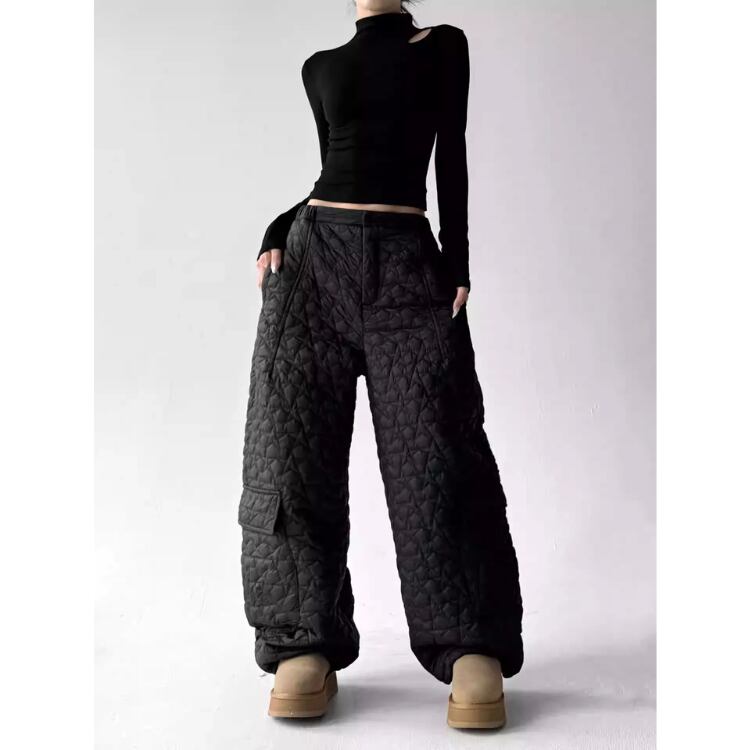 アニマル柄 ワイド ドローストリング フルレングス パンツ ◆2col L00102