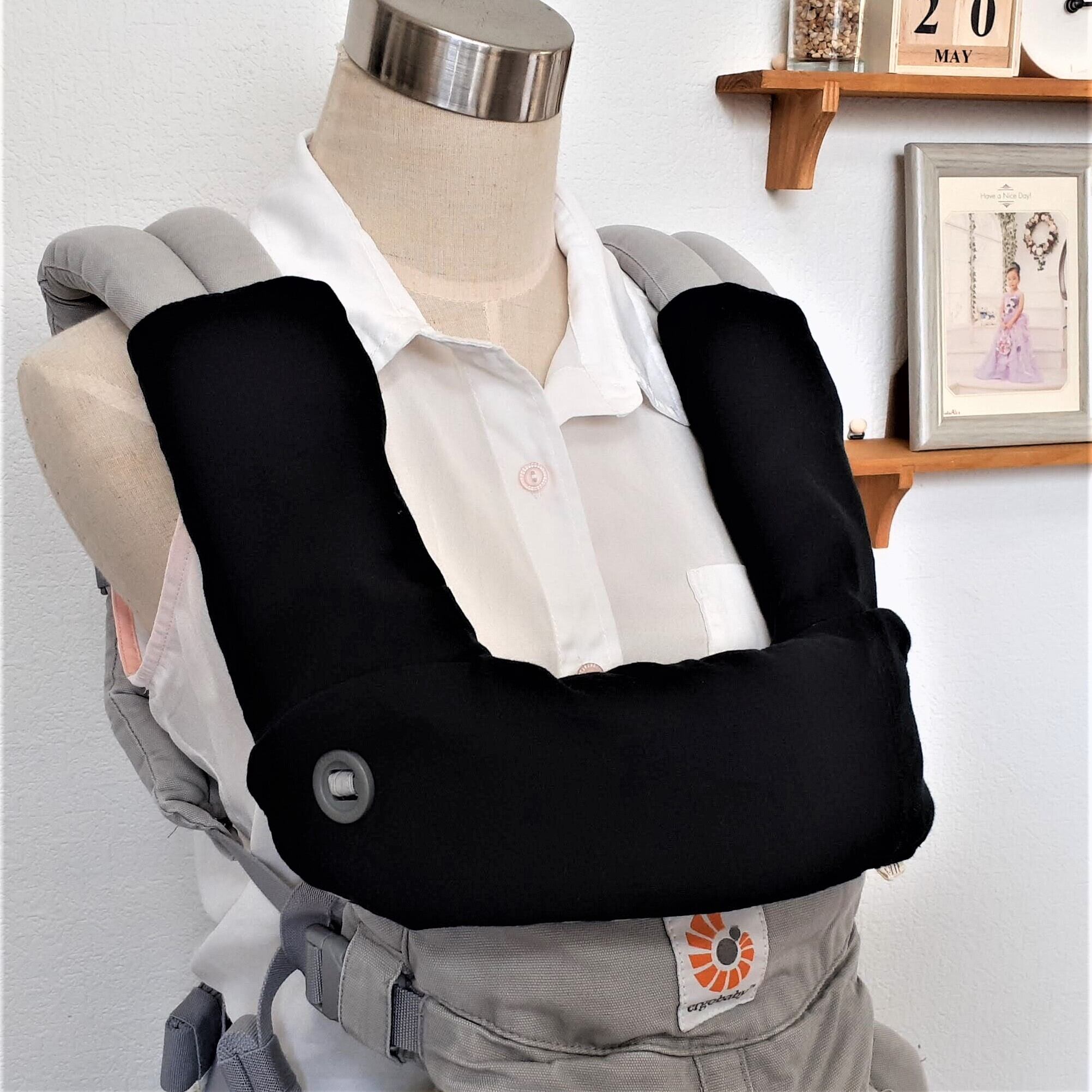 エルゴ アダプト オムニ360 オムニブリーズ エルゴカバー ヘッドカバー ネックサポートカバー よだれパッド 肩ベルトカバー サッキングパッド 抱っこひもよだれカバー ダブルガーゼ 黒 ブラック無地