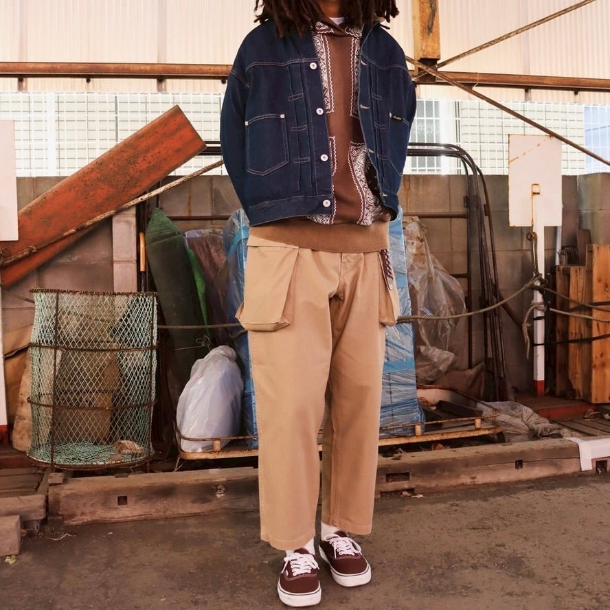 WOODBLOCK】 W-44 HERRINGBONE CARGO PANTS (Khaki) | 火ノ鳥OnlineStore