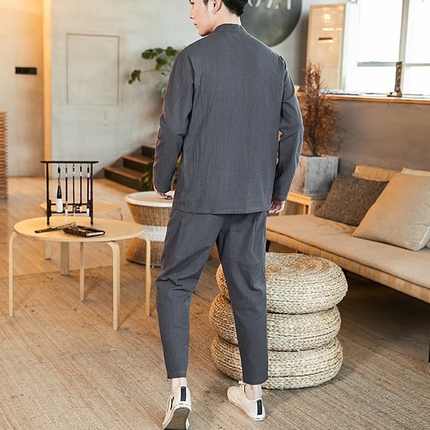 予約販売】メンズ セットアップ 上下 韓服 生活韓服 ブラック グレー