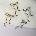 ウェーブリボンピアス　サージカルステンレスポスト　低アレルギー　bittersweet