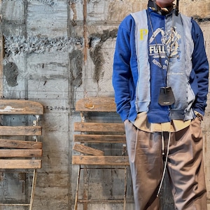 【USED ITEM】STRIPE PATCHWORK SWEAT/PRINT.(Col: BLUE系 )