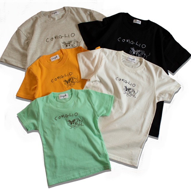 Coniglio キッズサイズ手書きロゴとイラストTシャツ