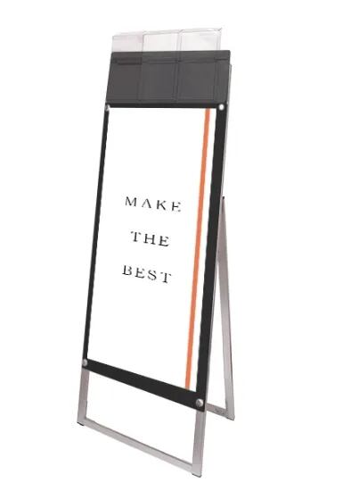 ポスター用スタンド看板マグネジ パンフレットケース付 A3縦縦片面ブラック(屋外用)