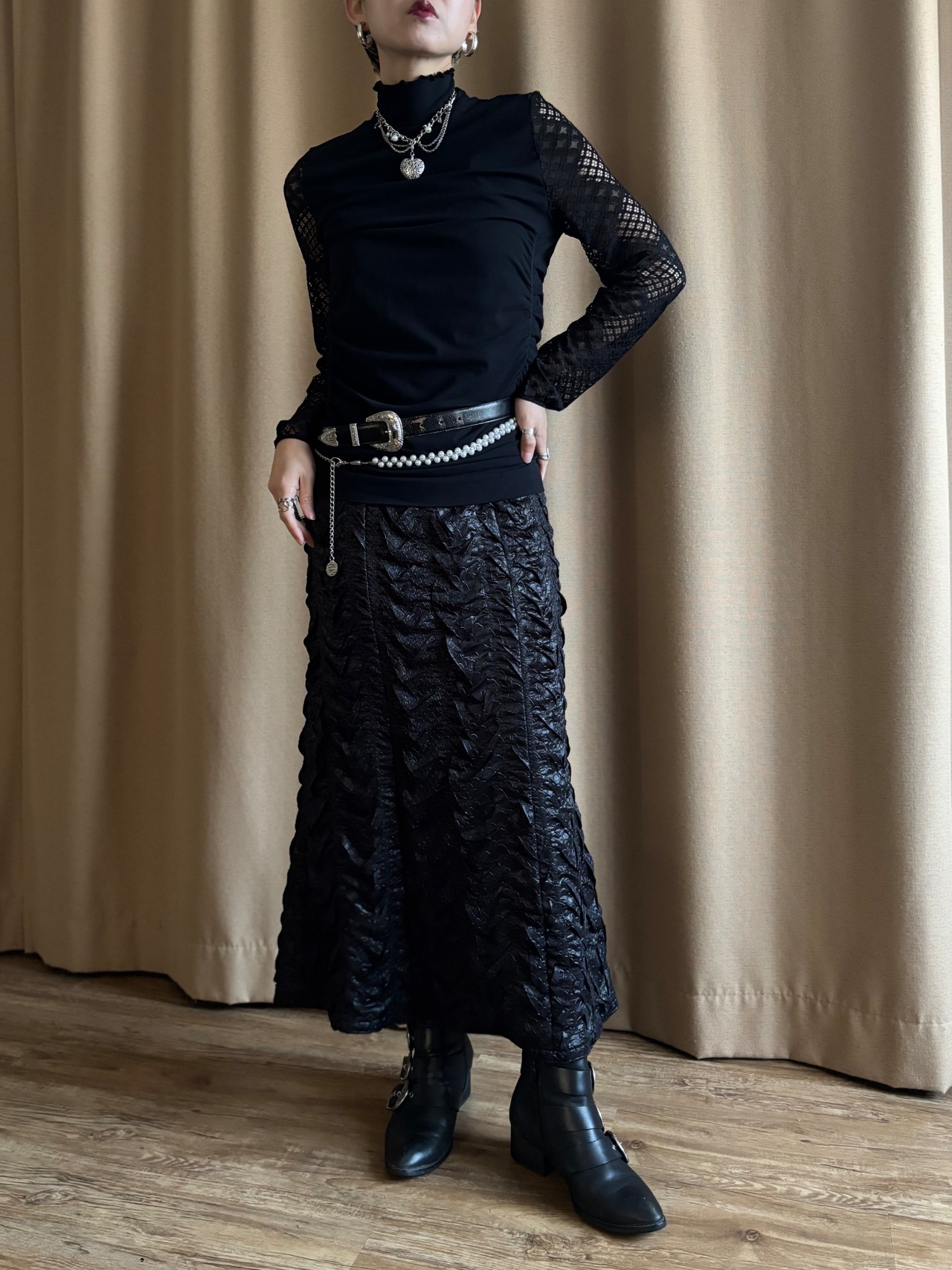 MADE IN ITALY black gather tops-5092-12