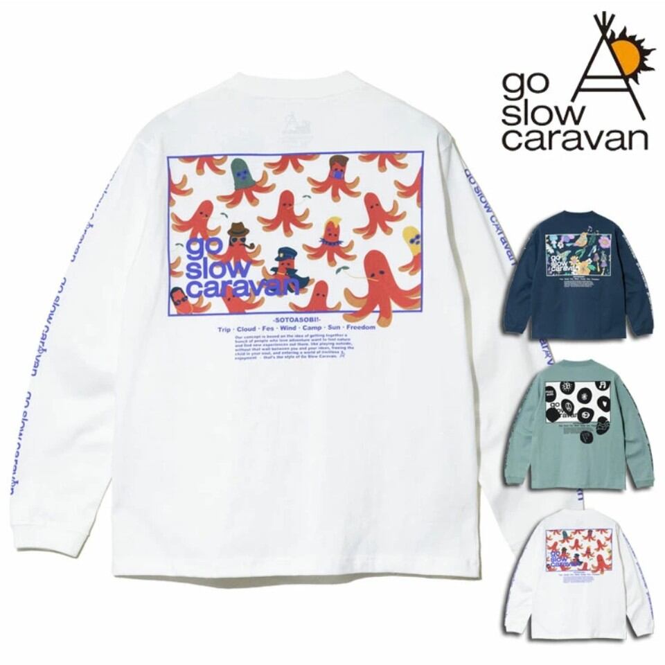 goslowcaravan スクウェアロゴバックプリント ロンT(3カラー)