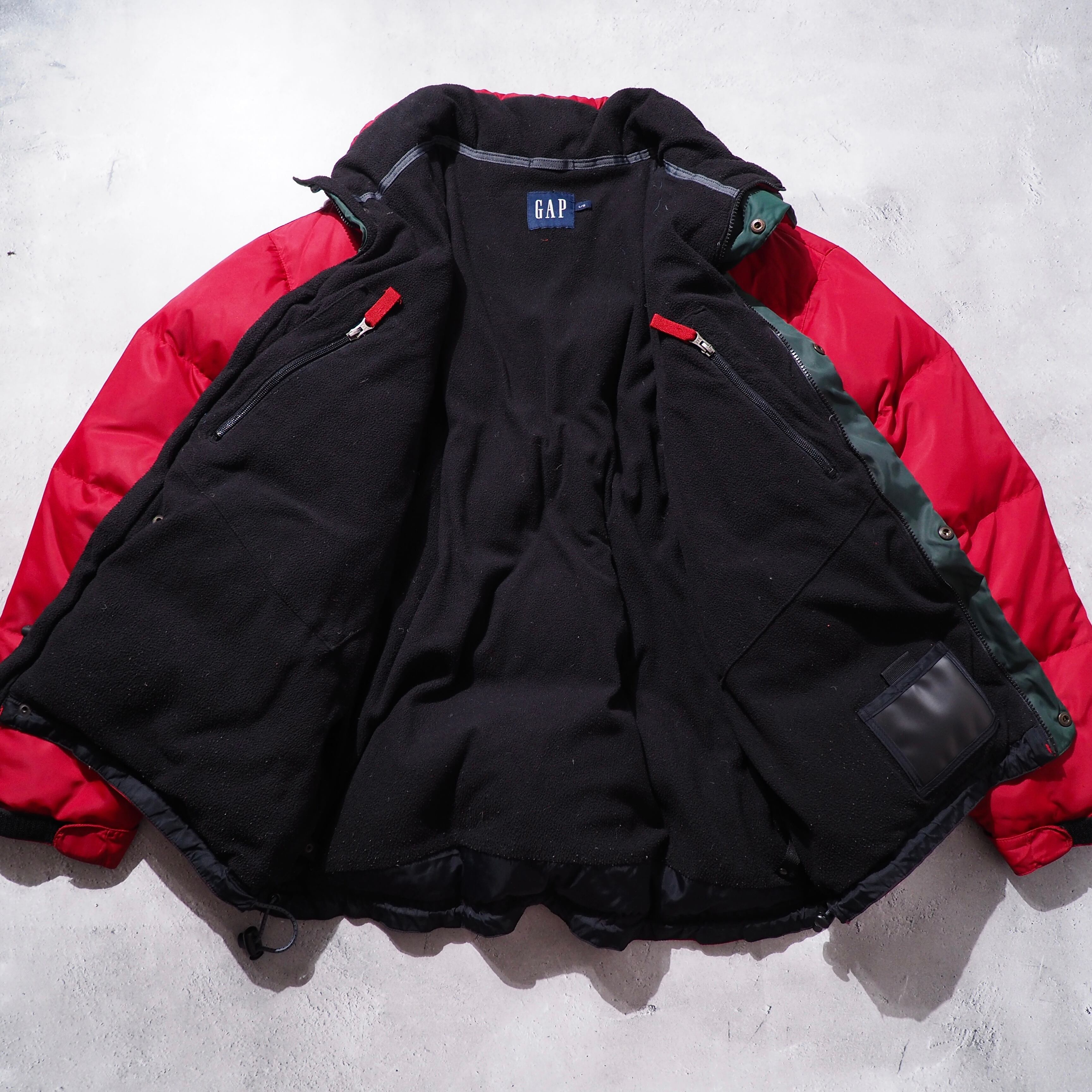 1990s ” Old GAP ” deep red color vintage loose silhouette full zip down jacket