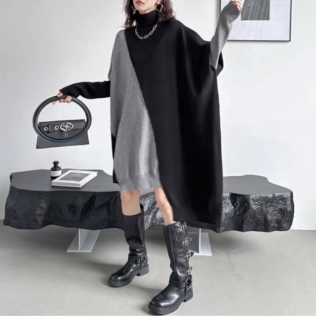 Asymmetric color block one piece【4color】 C1633
