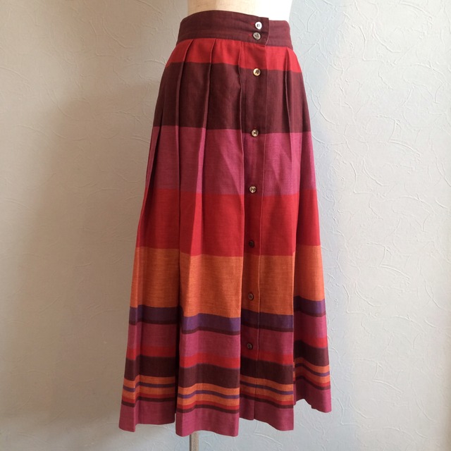 70s multi stripe pleats skirt