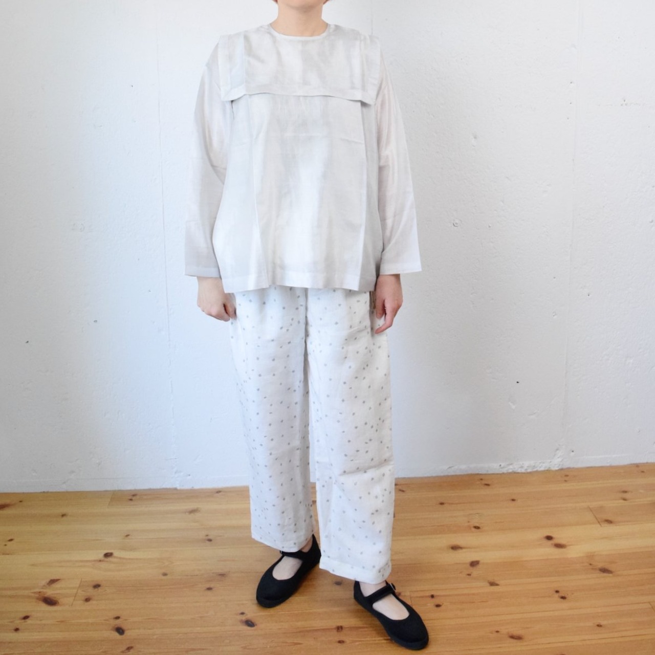 【定番】BUNON(ブノン) Back Button Sailor Blouse カディシルク セーラーカラー ブラウス