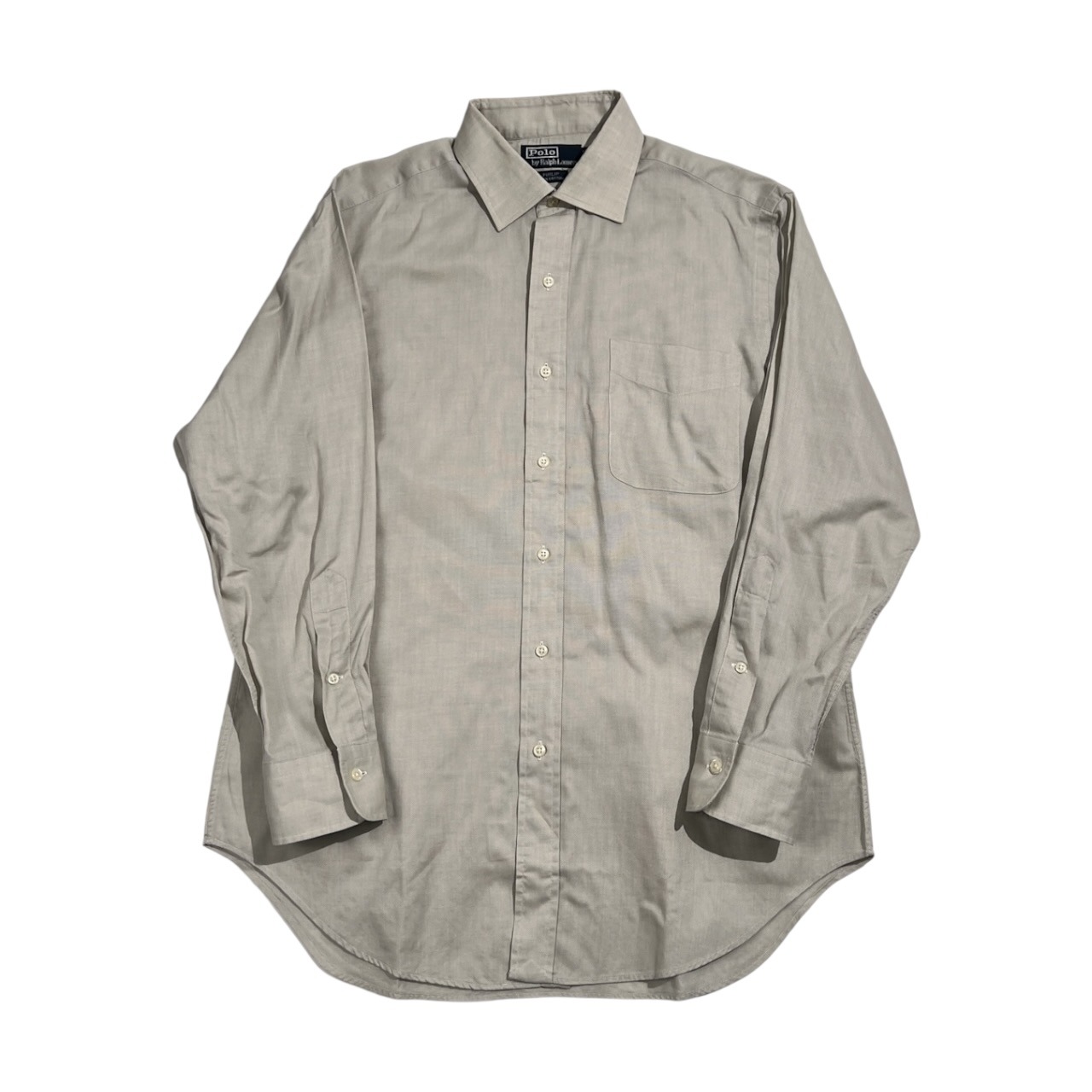 90s 00s Polo by Ralph Lauren ポロ ラルフローレン PHILIP 無地 長袖 ワイシャツ ドレスシャツ 41-84 /ベージュ系 メンズ ビンテージ
