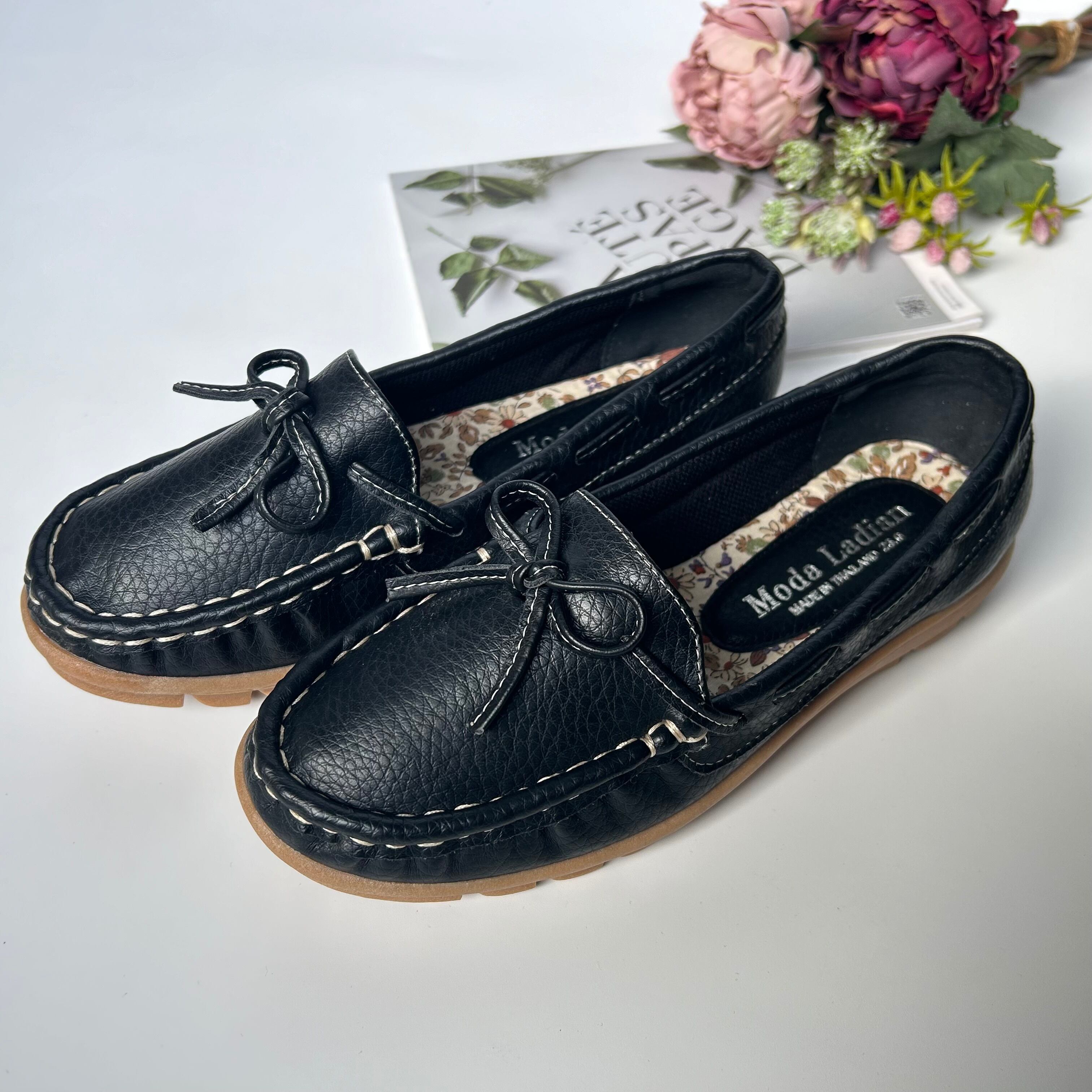 柔らか素材に改良】たくさん歩ける モカシンシューズ 軽い 花柄