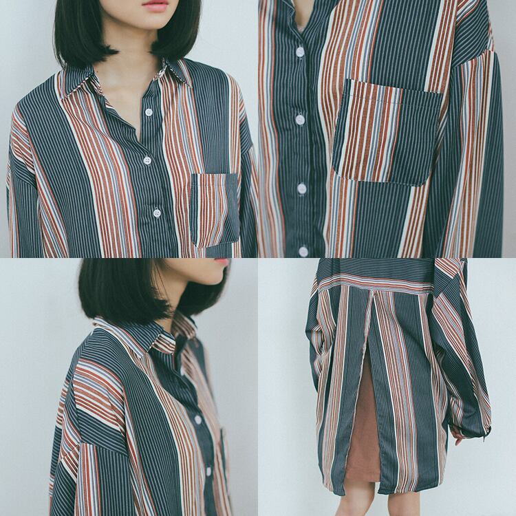 ロング丈 ストライプ バック スリット デザイン シャツ | simpttywear