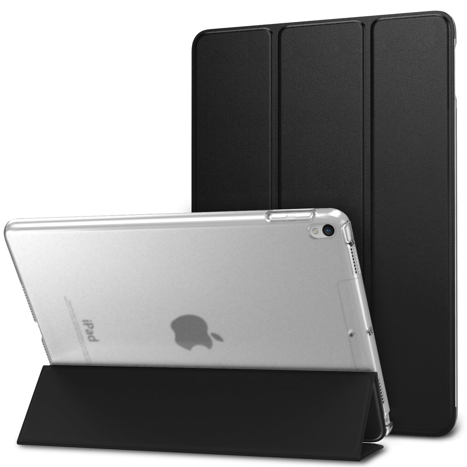 MoKo iPad Air 3 ケース iPad Pro 10.5 ケース iPad Air 第3世代(2019) / iPad Pro 10.5(2017)専用保護カバー 10.5インチ 半透明シェル オートスリープ機能 三つ折りスタンド 高級PUレザー 裏地マイクロファイバー 軽量 薄型 傷防止 スマートケース Black
