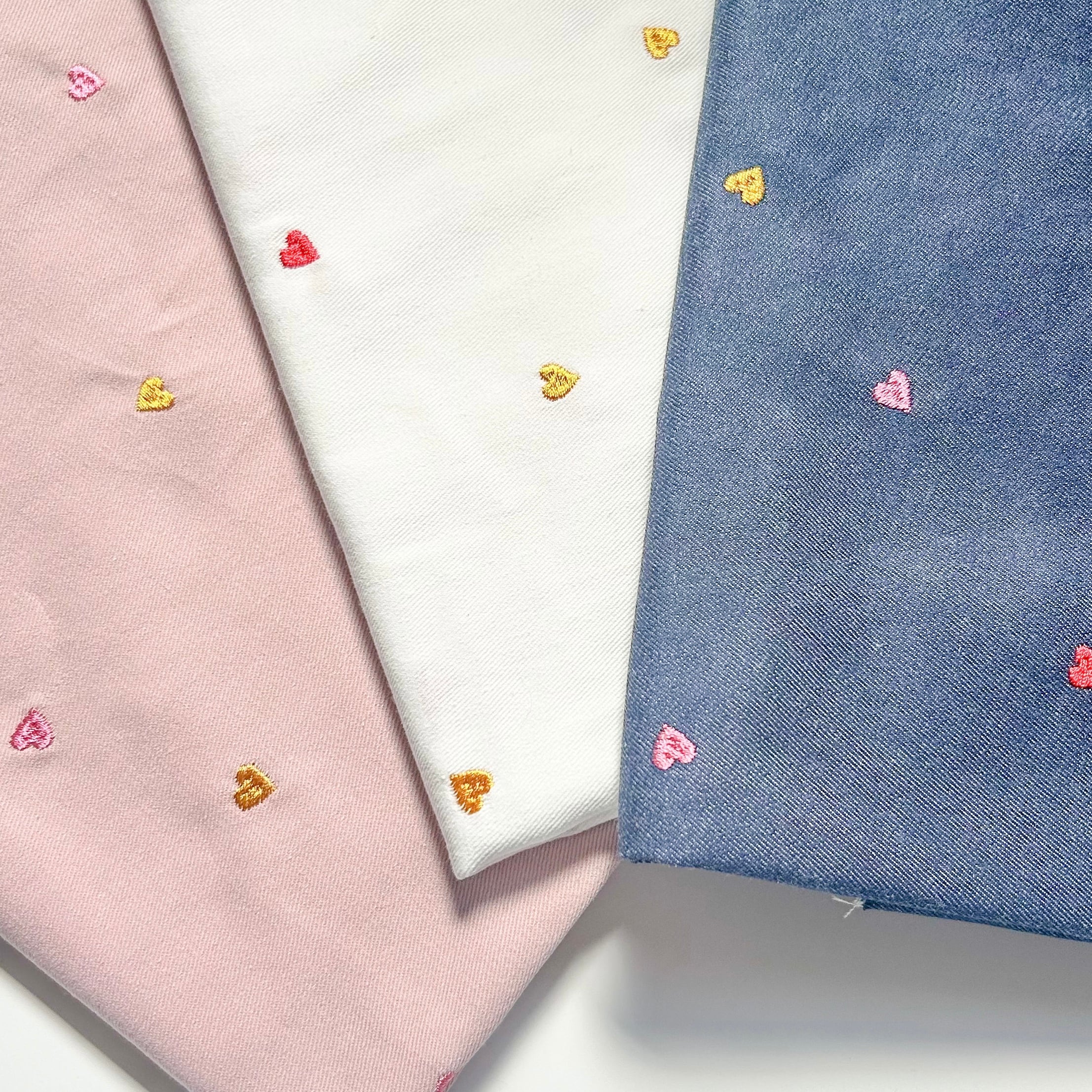 即納】カラーデニム ハート刺繍 韓国生地 | Rin fabric