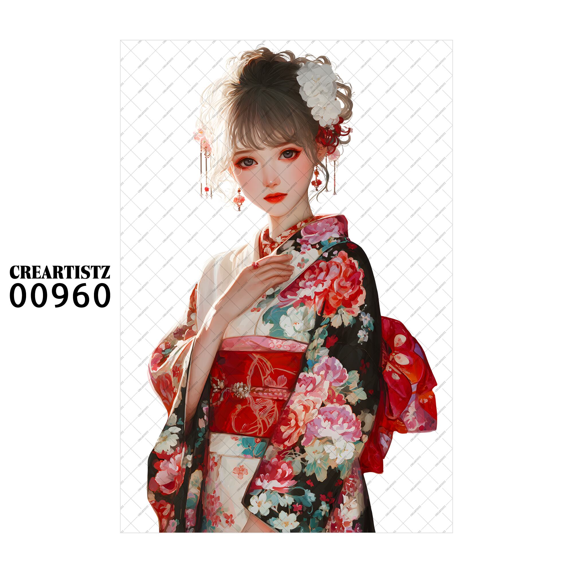 00960 ガール キュート オリジナル ペーパー/ステッカー 4枚セット CREARTISTZ