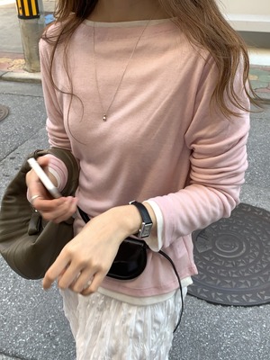 (予約) verveine / Bay wool&tencel boat-neck T-shirt