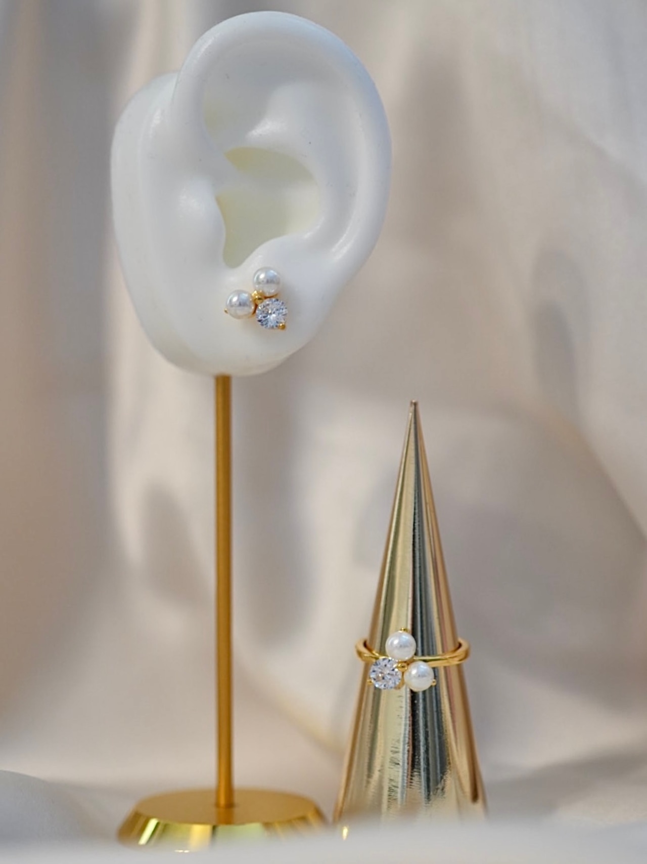 【セット】pearl clover ring & pierce