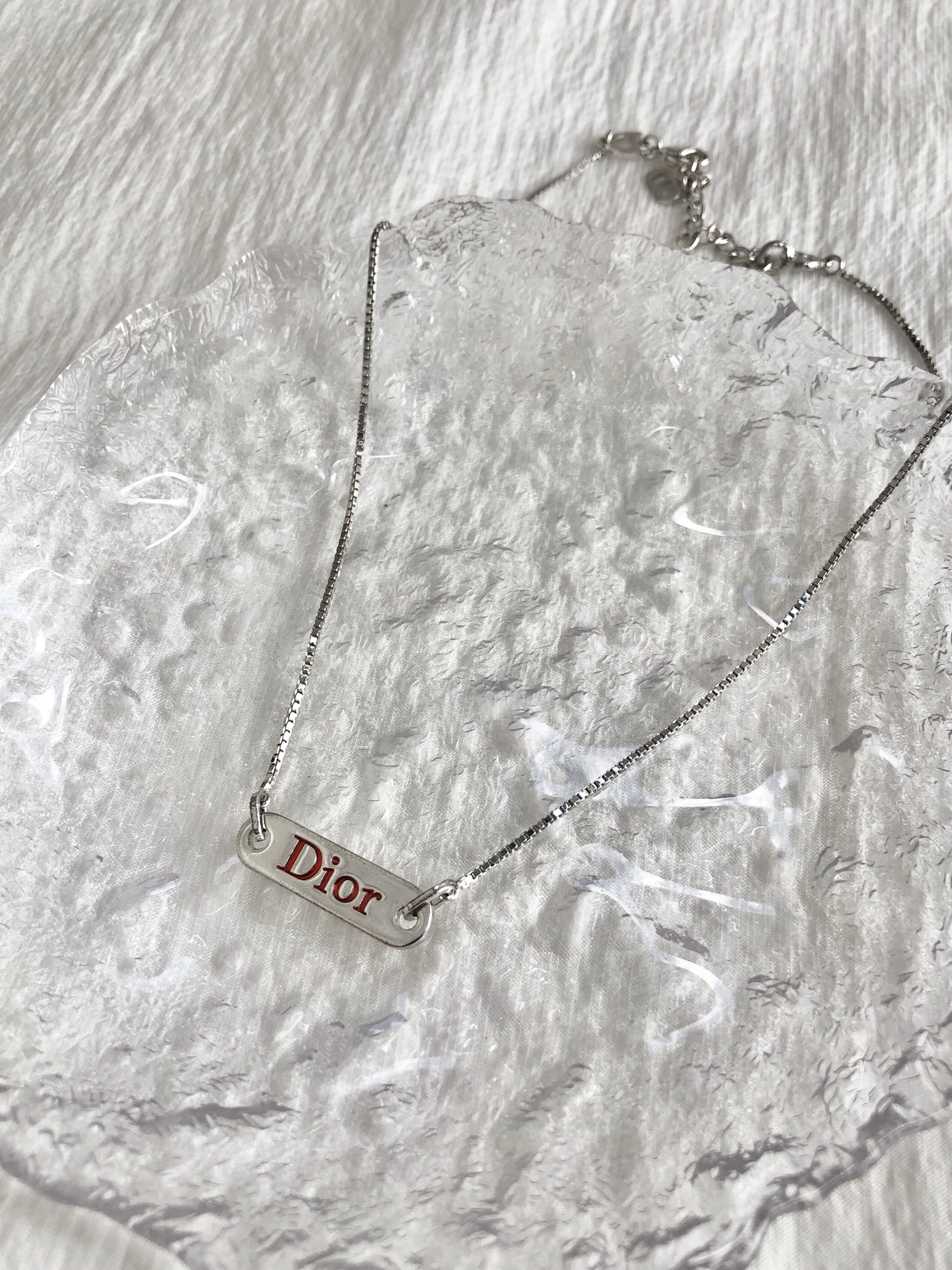 Christian Dior クリスチャン ディオール ネックレス シルバー DIORロゴプレート vintage ヴィンテージ オールド nvu437