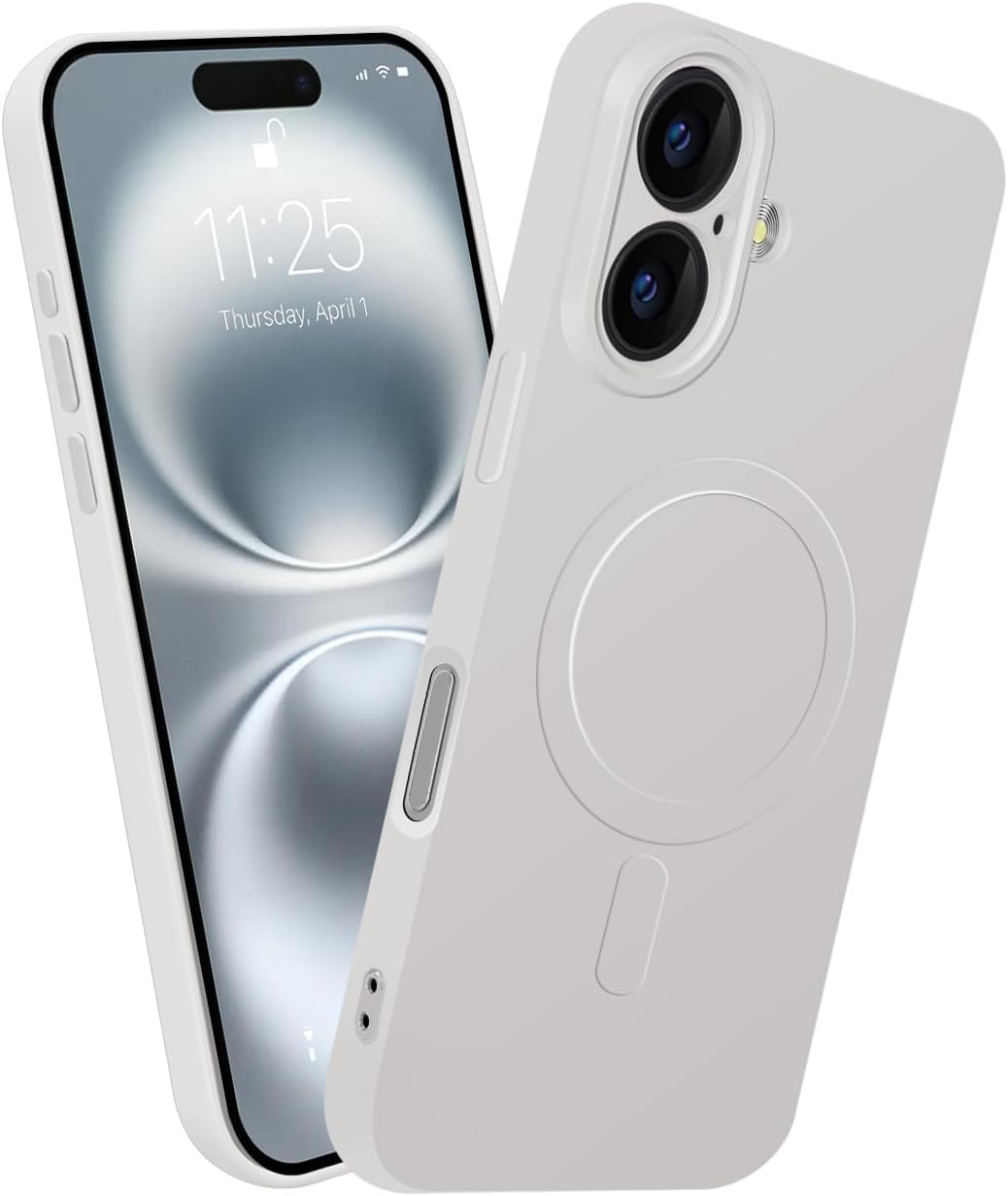 MiaoKeDa いphone17 MagSafe対応 ケース シリコン 薄型 全面保護 カバー オフホワイト