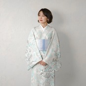 「水鏡」本墨流し柄×ドット　〜洗えるきもの（シルジェリー）〜