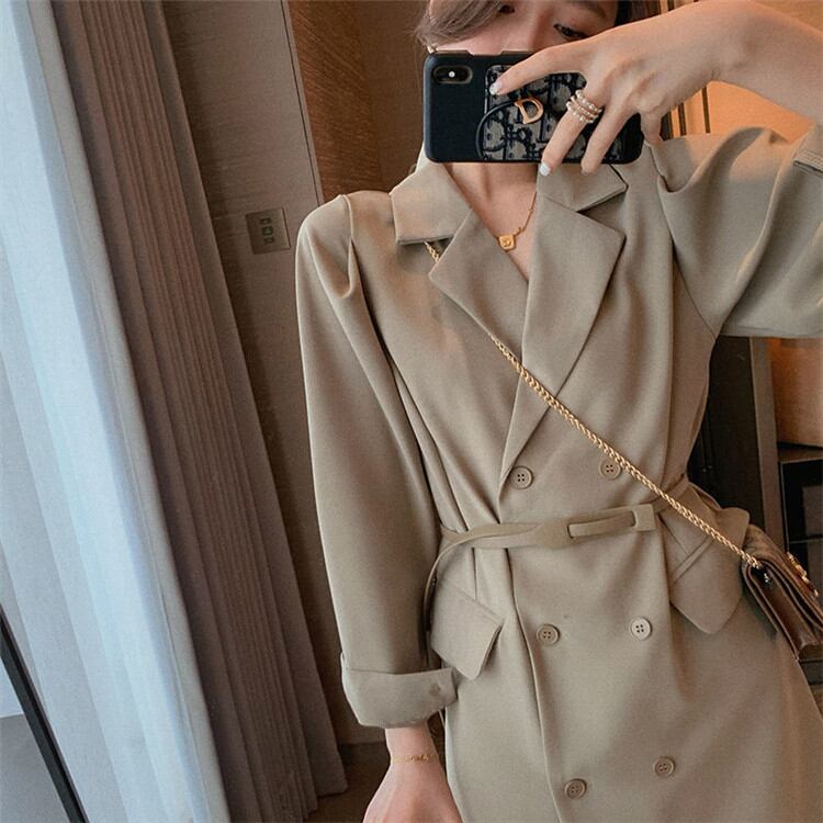 着まわし抜群 気質 OL 新品 女性 カジュアル 快適である 中・長セクション コート 個性 ベルト付き