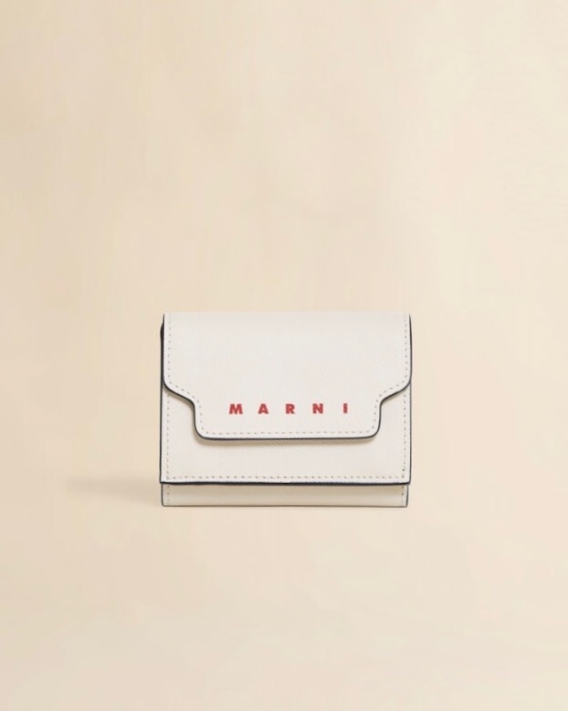 【MARNI】ホワイト サフィアーノレザー製三つ折りウォレット