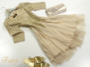 ★送料無料★9号☆お花総レースシフォンワンピース(OPN6074)