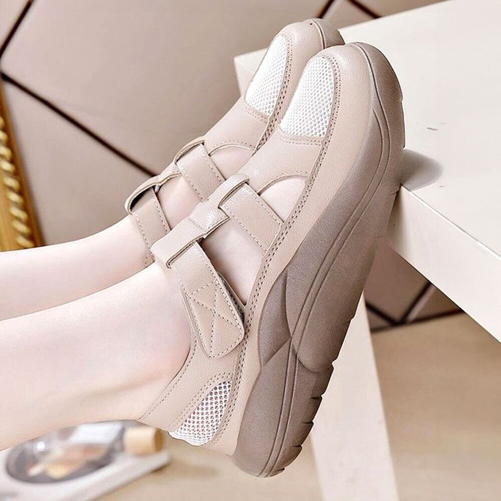 メッシュ スニーカー レディース 韓国 厚底 シューズ 通気性 春夏 蒸れない 歩きやすい マジックテープ 運動 スポーツ アウトドア 大人可愛い 大人女子